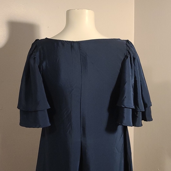 H&M butterfly sleeve navy scoop neck dress - Picture 6 of 10